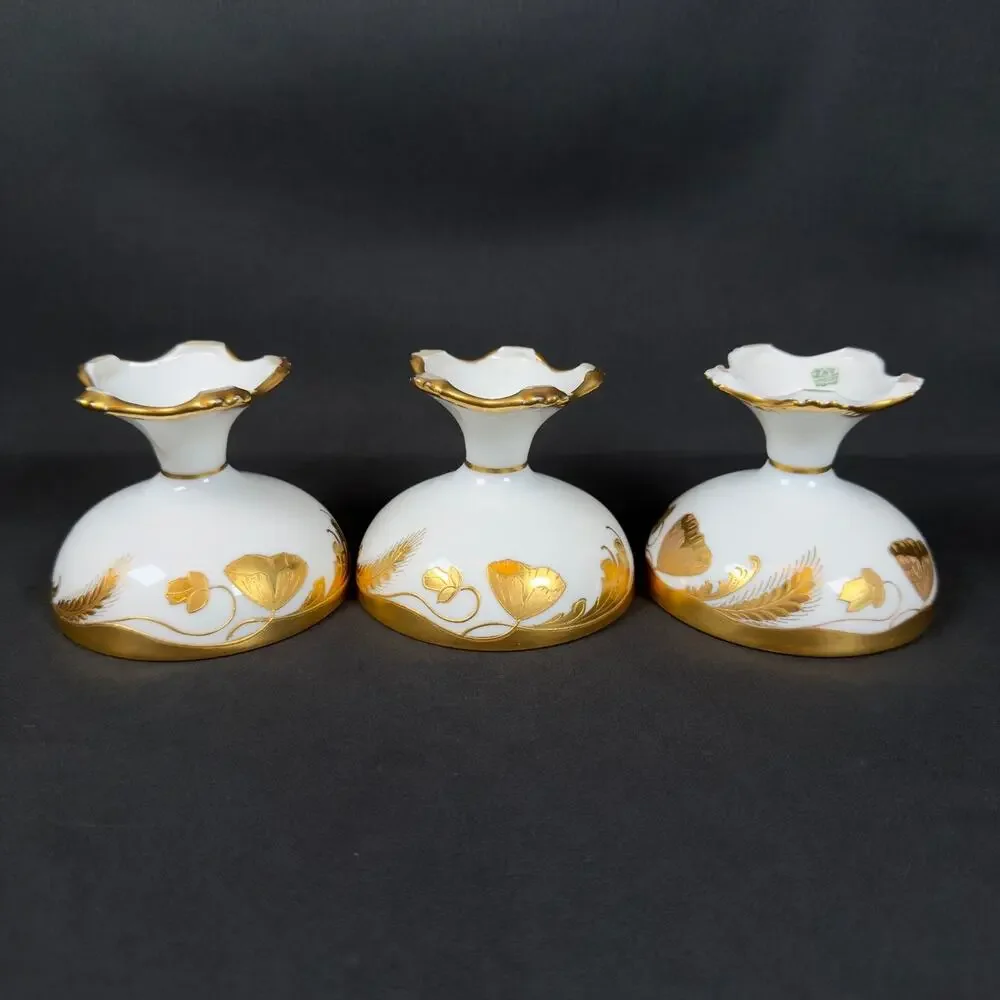6x T&V Limoges France White Porcelain Compote Footed Bowl SIGNED BOHL gold trim